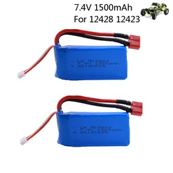 2 pz/lotto 7.4 V 1500mAh Lipo Batteria 903462 T spina Per Wltoys 12423 12428 4WD Crawler RC Auto Batteria 9125 2S Lipo 1500 mah 7.4 V