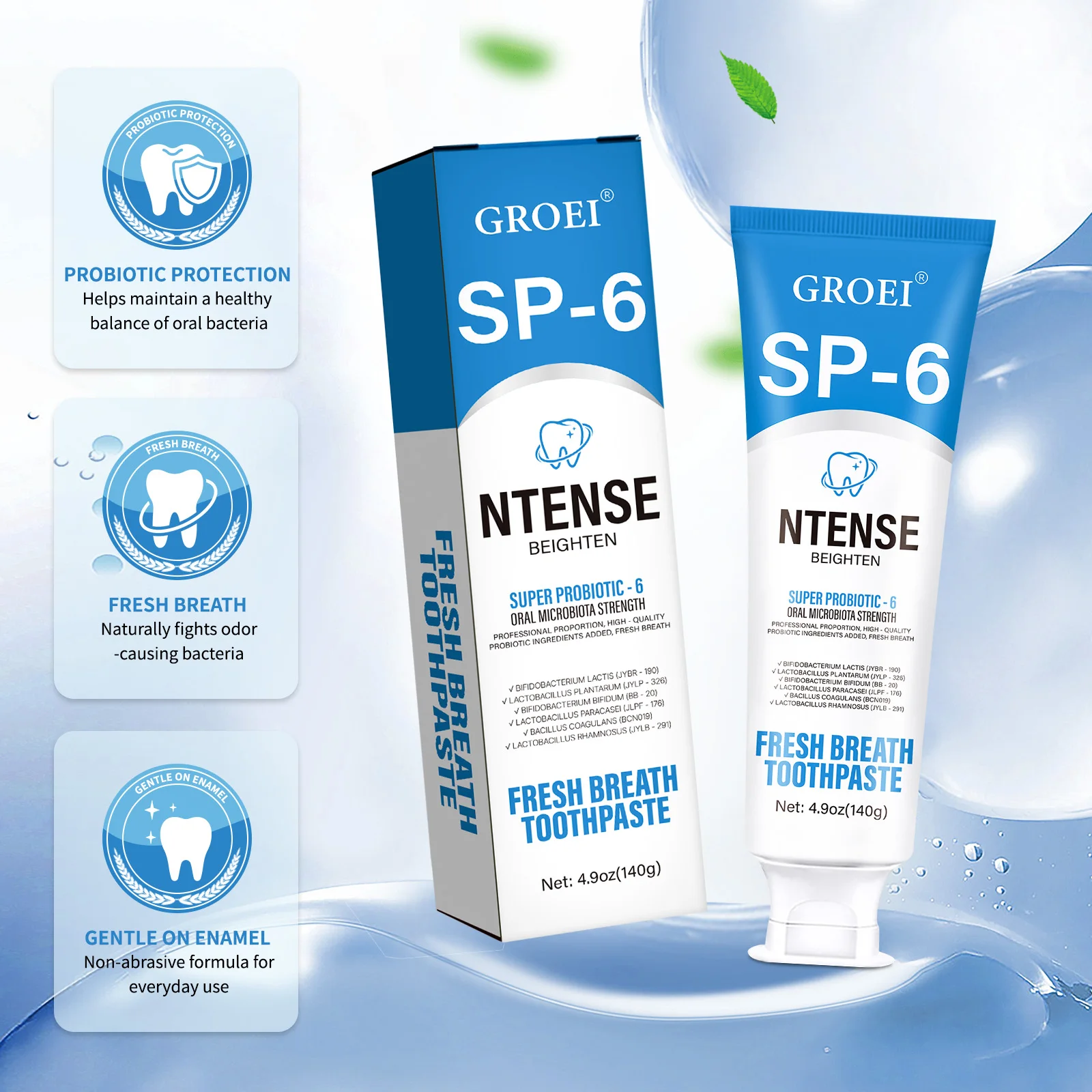 140g SP-6 Probiotic Toothpaste Stain Removing Fresh Breath Teeth Whitening Toothpaste Prevent Dental Caries Oral Hygiene Care