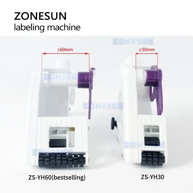 ZONESUN sticker Dispenser Manual Flat Curved Surface Labeling Machine Label Applicator bottle Price Tag Labeler YH60