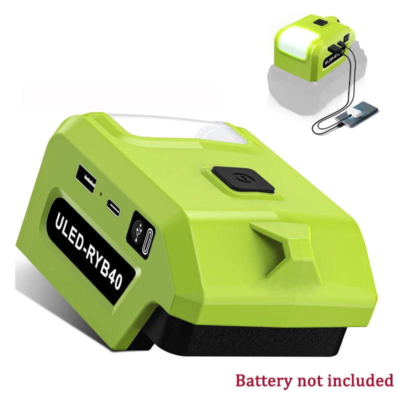 

Разъем адаптера питания, светодиодный рабочий фонарь для батареи Ryobi 40 В, 5 Вт, прожектор, держатель батареи с выходным портом для наружного использования