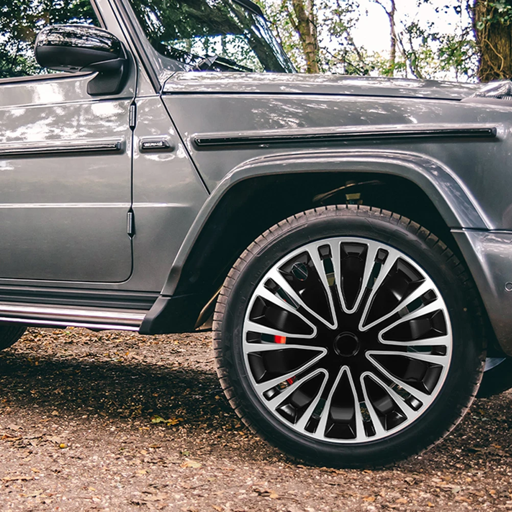 

15 Inch Universal Car Wheel Hub Cover Rim Decorative Cap Silver Black PP Material Stylish Design Tire Accessories Wheel Covers