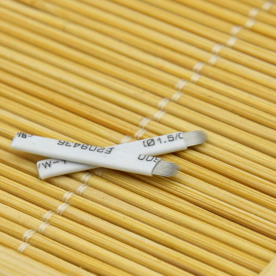 

100Pcs Microblading Needles 0.25mm for Tattoo Lamina Tebori 7 9 11 14 Flex Blades 16/18/21U Shape Permanent Makeup Needle Blad