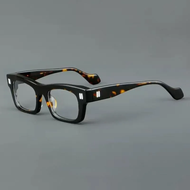 BETSION Vintage Thick Acetate Rectangle Glasses Frame Unisex Retro 51mm Eyeglasses Can Fit Prescription Lenses