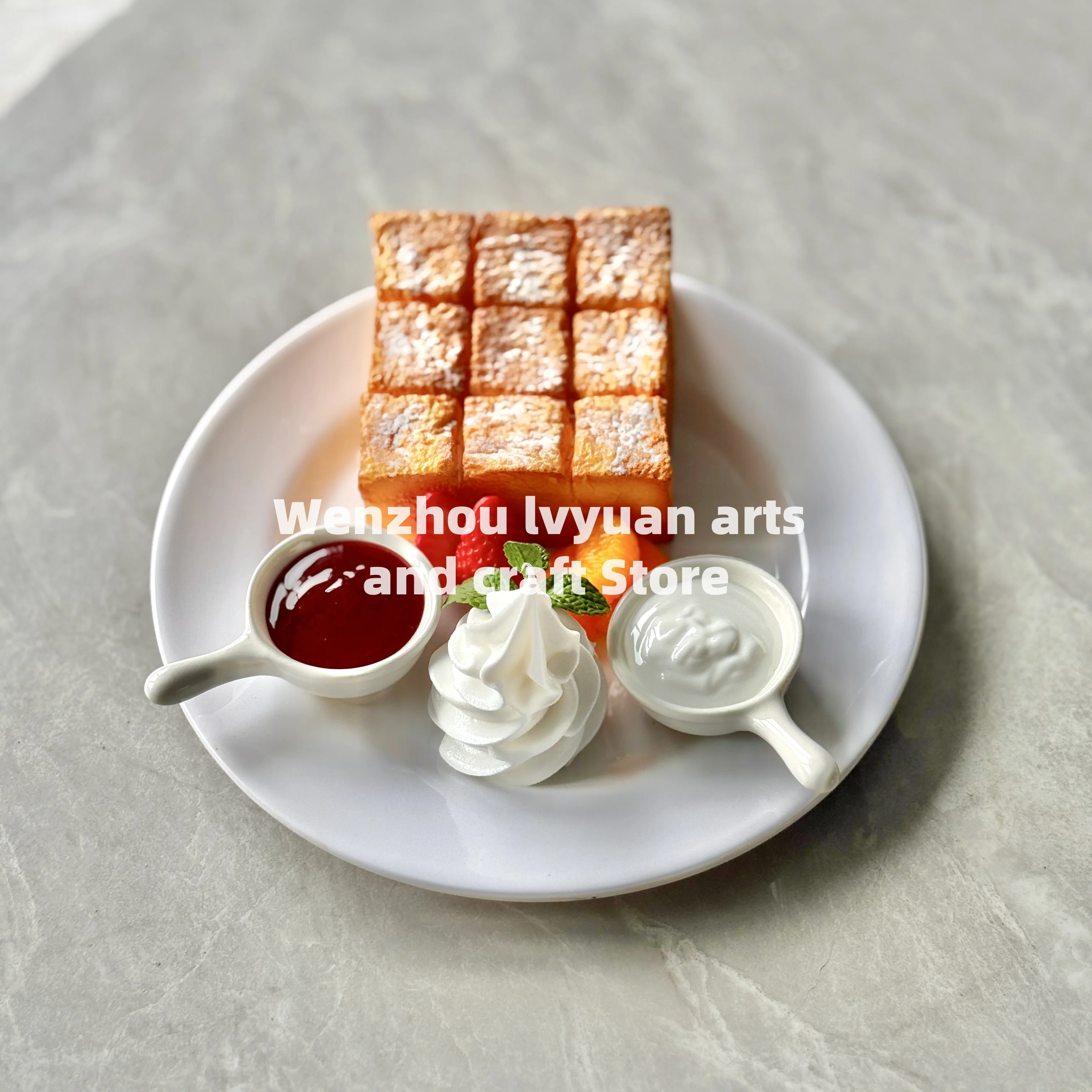 Fake Ice Cream 9-Grid Toast Combo - Realistic Dessert Models, Photography Food Props, Cafe Display Decor
