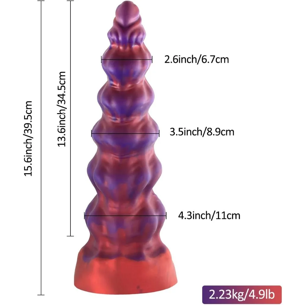 Grande vibrador de fantasia de silicone de 15,6 polegadas com ventosa, brinquedo anal extra grande inspirado em dragão