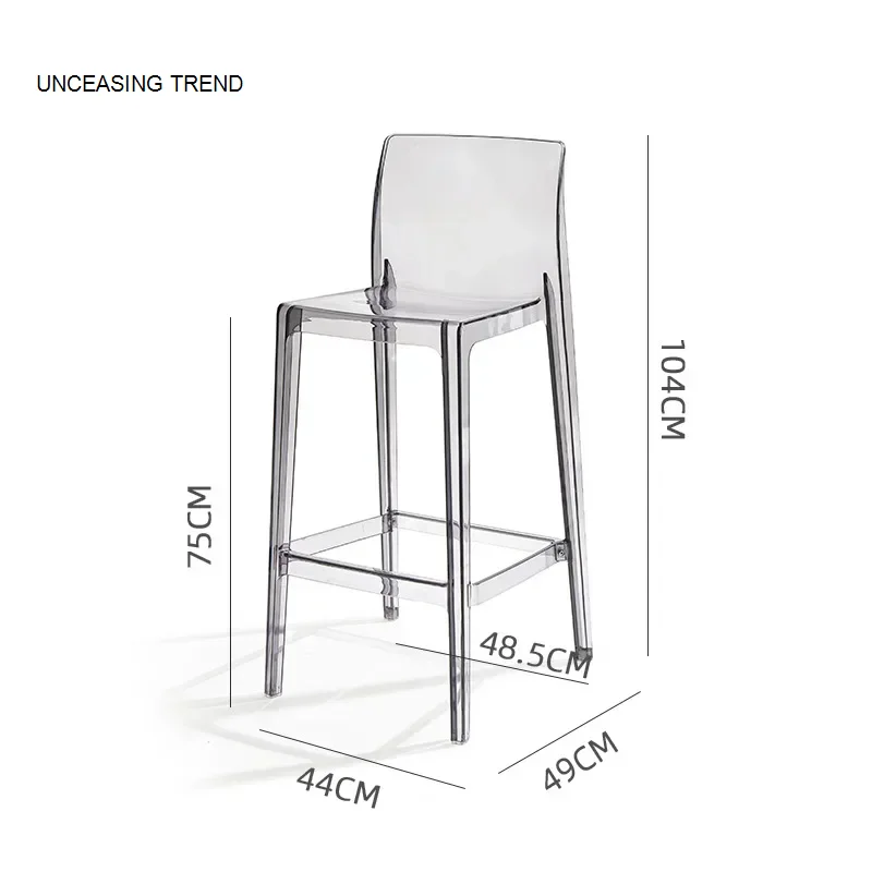 Акриловый прозрачный барный стул, высокий пластик, простой современный дизайнерский стул для ног, кресло с откидной спинкой для кафе, напольные стулья, мебель для комнаты