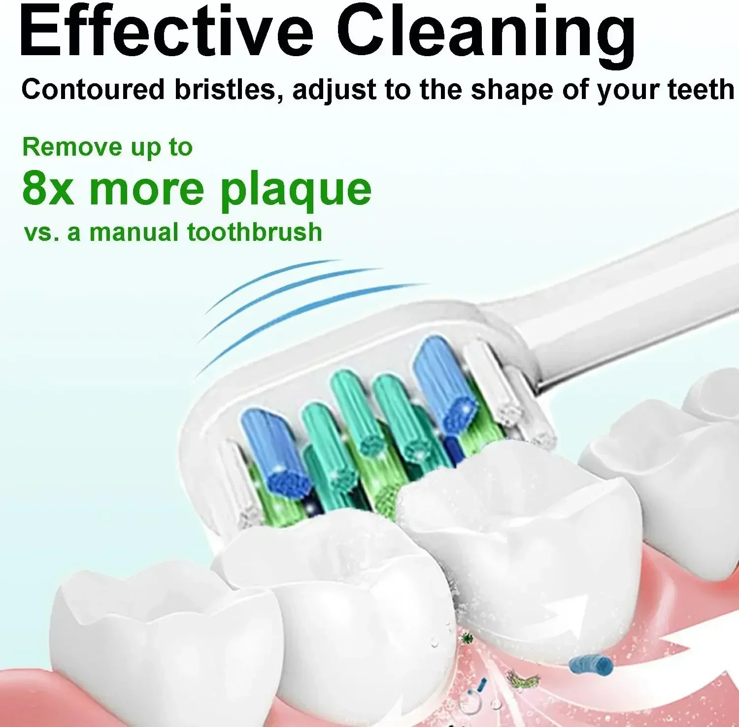 Phi 입술용 칫솔 헤드, 소닉 케어 교체 브러시 헤드, 중간 부드러움 듀폰 강모, 4 X, 8 X, 12 X, 16 X, 20X