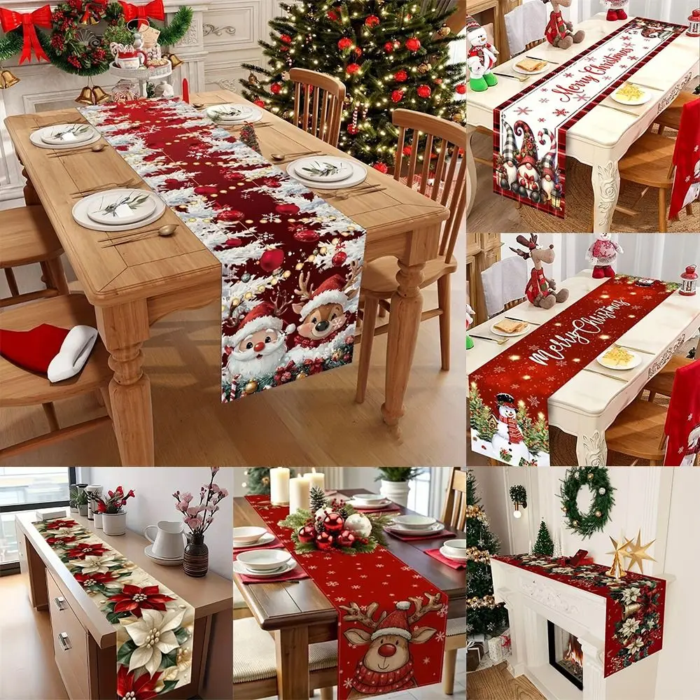 Chemin de Table de noël, nouvel an, père noël, élan, nappe de noël, bonhomme de neige, cadeau, décor de Table, fête de noël