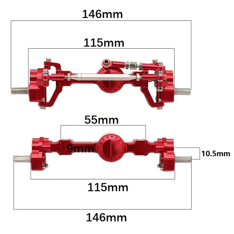 MN99S CNC Full Metal Front and Rear Portal Axle for MN D90 D91 D99 D99S MN99S MN98 MN90 1/12 RC Car Upgrades Parts,4