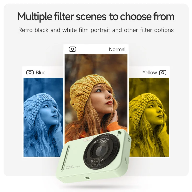 كاميرا رقمية 4K ضبط تلقائي للصورة كاميرا تسجيل الدخول HD 48MP مع كاميرا شاشة كبيرة 2.4 بوصة للتصوير الفوتوغرافي للأطفال والطلاب والكبار هدية