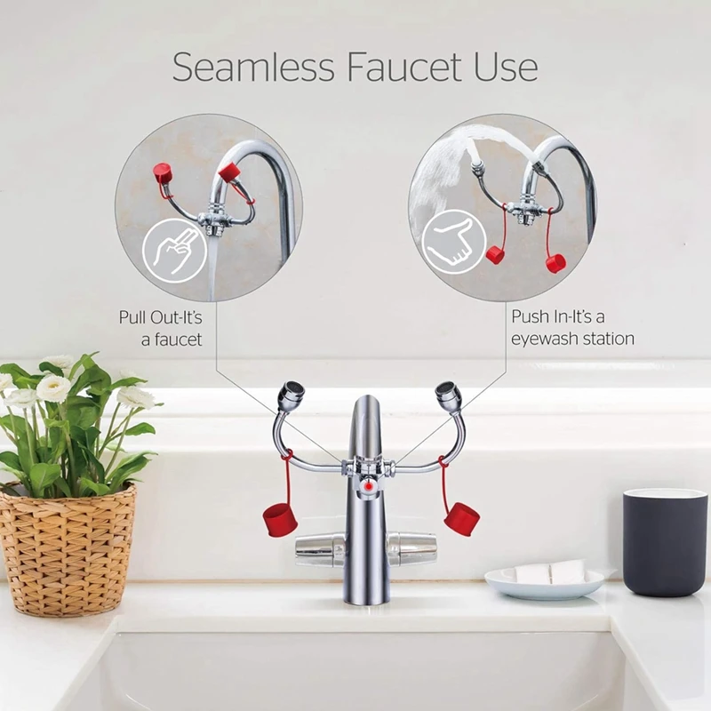 Eye Wash Station, Emergency Eyewash Stations Faucet Mounted For Sink Attachment -Eye Flush Unit Eye Wash Solution