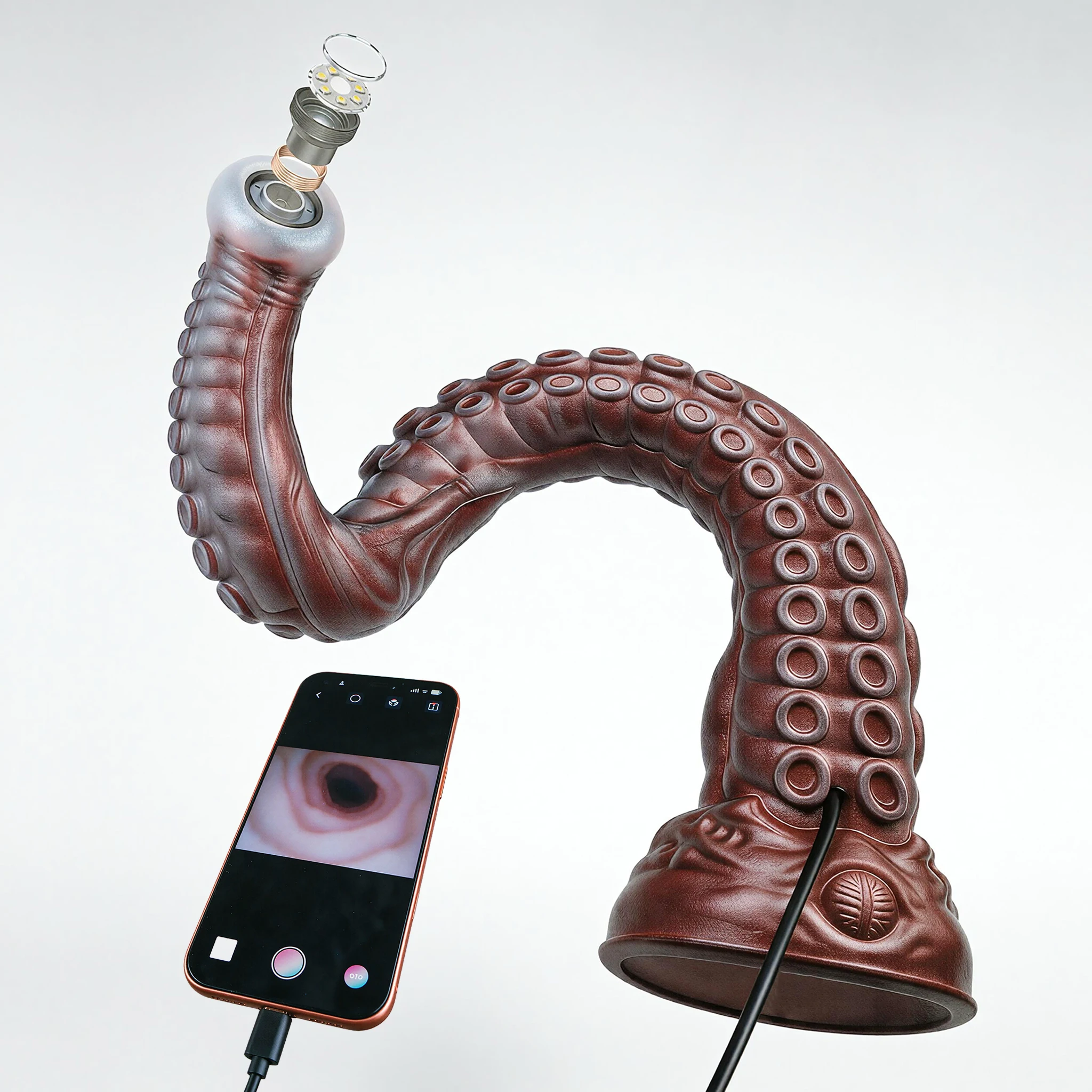 SHAZ Vaginal Speculum LED Dildo, Liquid Silicone Long Anal Plug, Strong Suction Cup for Couples, Adult Sex Toys,  