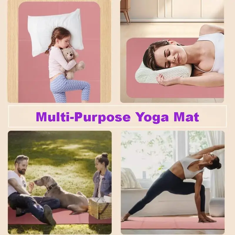 0.8cmFolding TPE Yoga Mat, Non-Slip Silent Fitness Dance Mat, Portable Exercise Mat for Pilates Training & Daytime Nap Rest