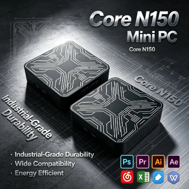 2026 인텔 코어 N150 휴대용 미니 PC 16GB DDR4 M.2 NVMe SSD 트리플 4K WiFi6 저소음 쿨링 사무실/가정용 데스크탑 프로