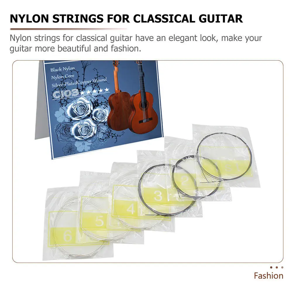 6PCS Nylon Acoustic Guitar Strings for Folk Guitar – Rich Resonance, Balanced Volume, Smooth Play