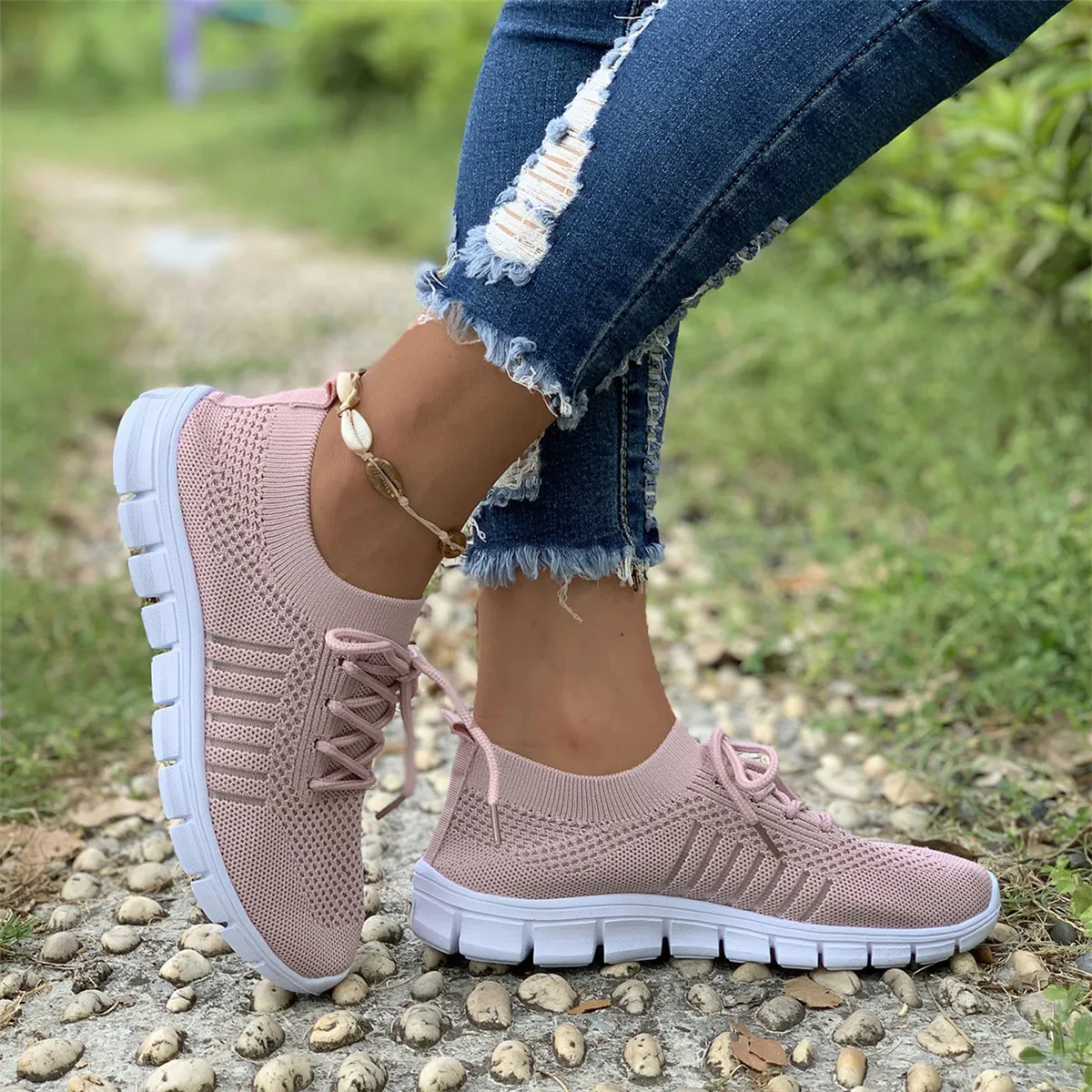 Zapatos planos sin cordones blancos para mujer, zapatillas blancas ligeras, zapatos informales de verano y otoño, zapatos planos de cesta para mujer