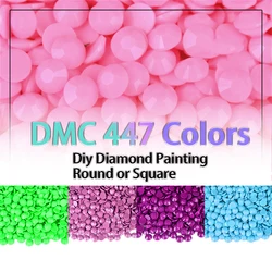 Wholesale DMC 447 Color Full Round/square Drills Resin Diy Diamond Painting Full Beads Stone Accessory Crystal Sale by numbers