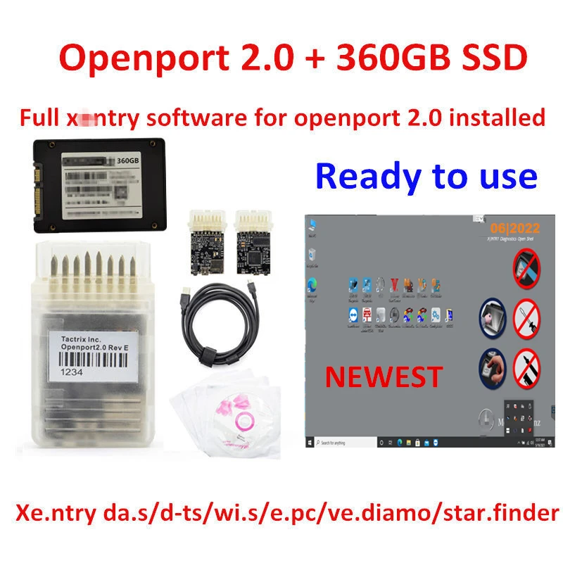 2024 Hot! Diagnostic Software Xentry 2023.09 Full Software Vedia.m DT.S WI.S EP.C Installed Well in 360gb SSD with Openport 2.0