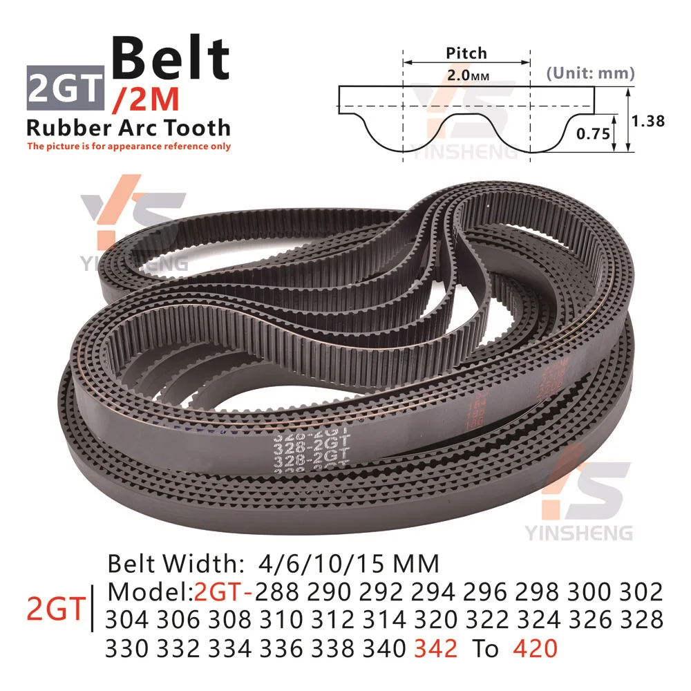 

2M Timing Belt Perimeter 288 - 420 MM Model 288-2GT 290-2GT 292-2GT 294-2GT 296-2GT 298-2GT To 420-2GT Synchronous Belt 3D parts