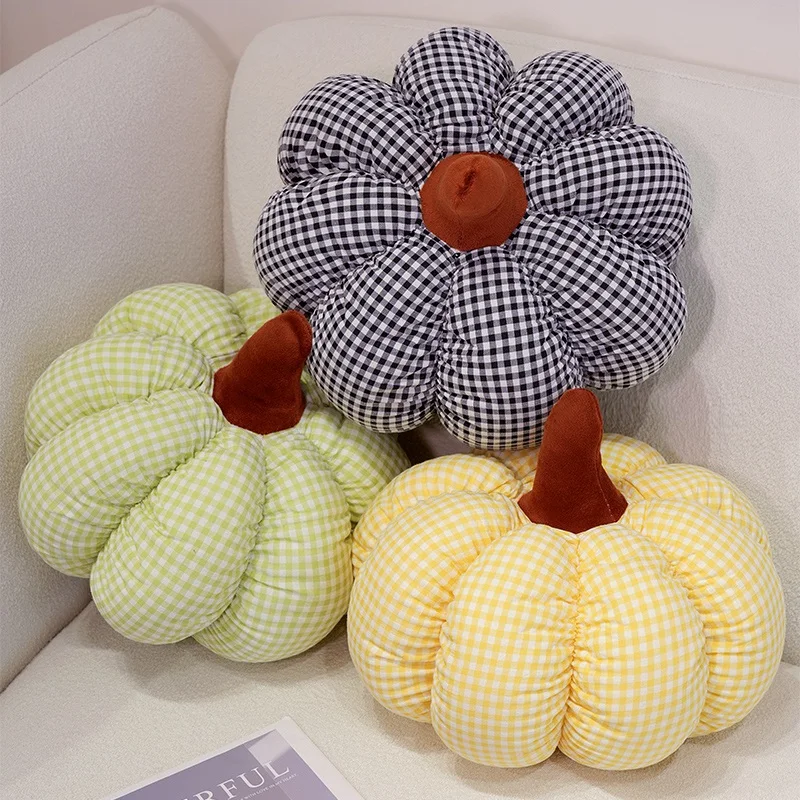 18/25/30CM Baumwolle Karierten Kürbis Plüsch Spielzeug Schöne Kürbis Kissen Schlaf Kissen Halloween Decor Geburtstag geschenk