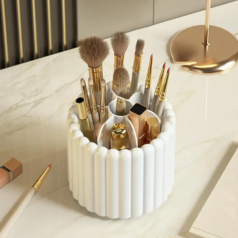 

360 Rotatable Makeup Brush Organizer Large Stationery Storage Bucket Dustproof Multi-functional Storage Container For Lipsticks