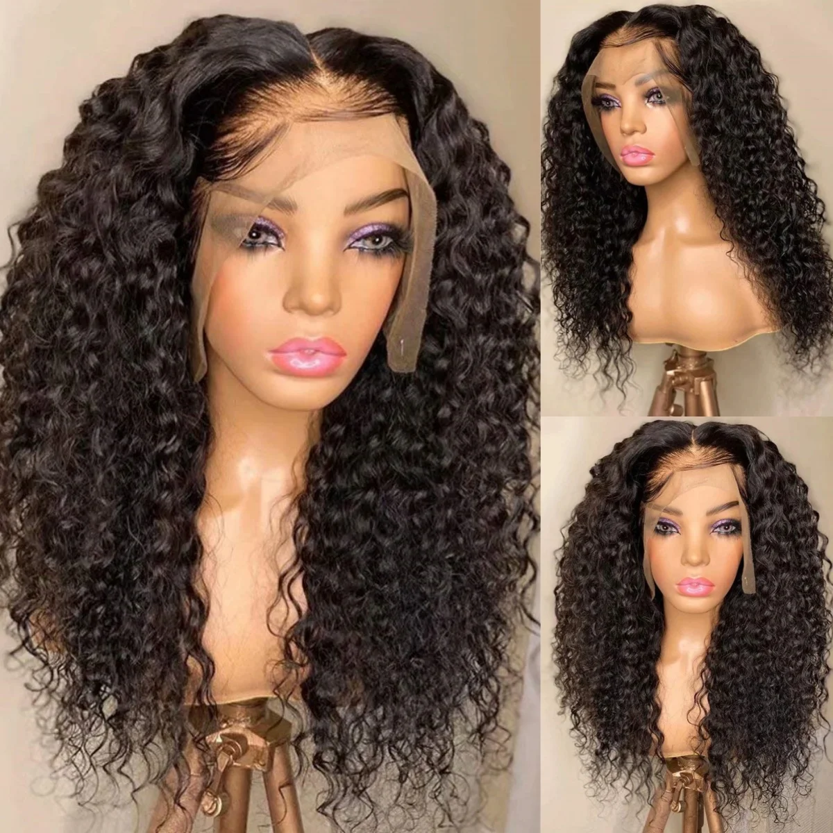 

22 Inch Long Curly Synthetic Wig for Women Black Curly Synthetic Lace Front Wig Heat Resistant for Daily Use