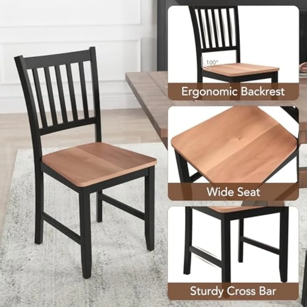 Dining Chairs Set of 4, Mid Century Modern Dining Room Chairs with Solid Rubber Wood Legs and Curved Backrest, Kitchen Chairs f