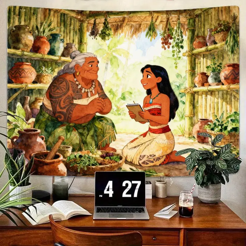 1 шт. Disney Moana & Gramma Tala гобелен с тропической мудростью, современное настенное искусство из полиэстера для гостиной, спальни, декор, подарок для Диснея