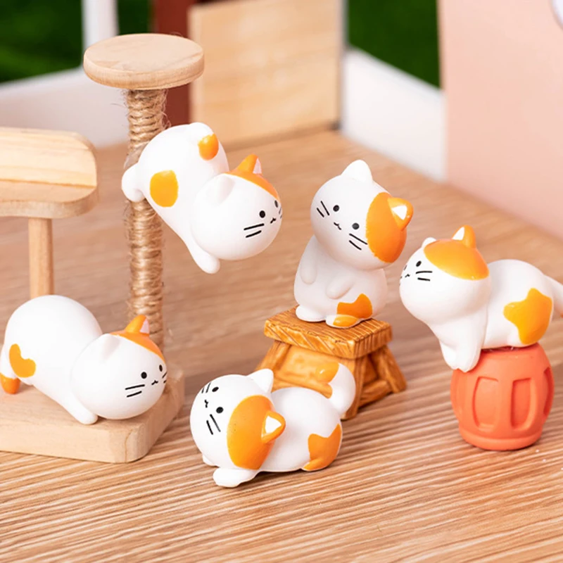 8Pcs Creative Cartoon Cute Wall Mounted Cat DIY Dollhouse Decoration Accessories Desktop Car Micro Landscape Ornaments Fun Gifts