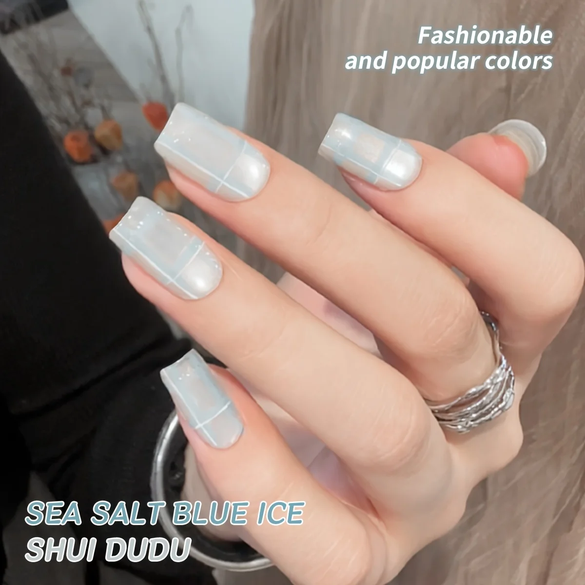 2 szt. Modny kolor na wiosnę/lato 2025, lodowo-niebieski, solny, ultra-błyszczący żelowy lakier do paznokci typu \"kocie oko\" z efektem kropli wody.