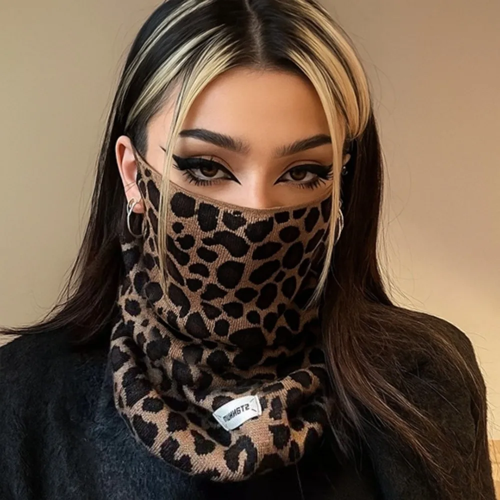 

Simple Leopard Print Winter Cycling Thermal Mask Polka Point Flower Earhook Neck Warmer Bow Stripes Pullover Cap Riding