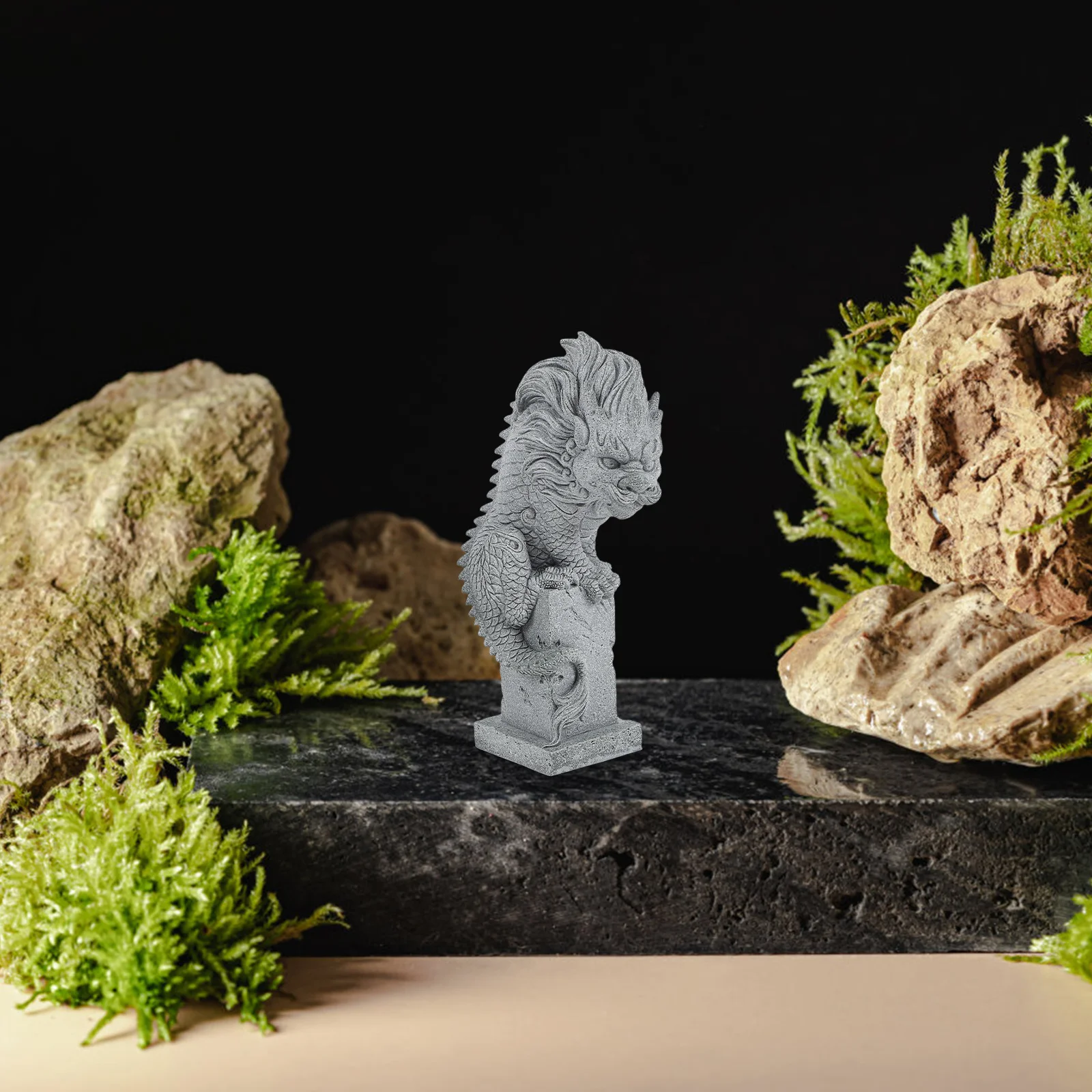 

Chinese Stone Statue Kylin Mascot Animal Hand Carved Garden Aquarium Decor Stone Sculpture Dragon Ornament Dragon Garden Statues