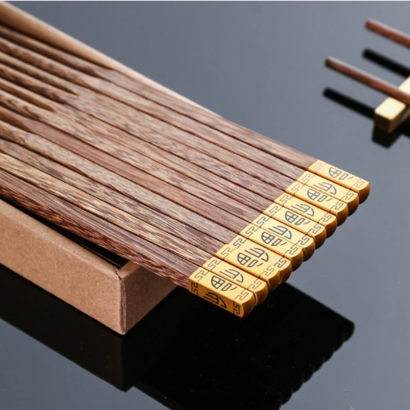 Household Rosewood Wooden Chopsticks Set Solid Wood High Quality 10 Pairs Chopsticks Japanese Wooden Tableware