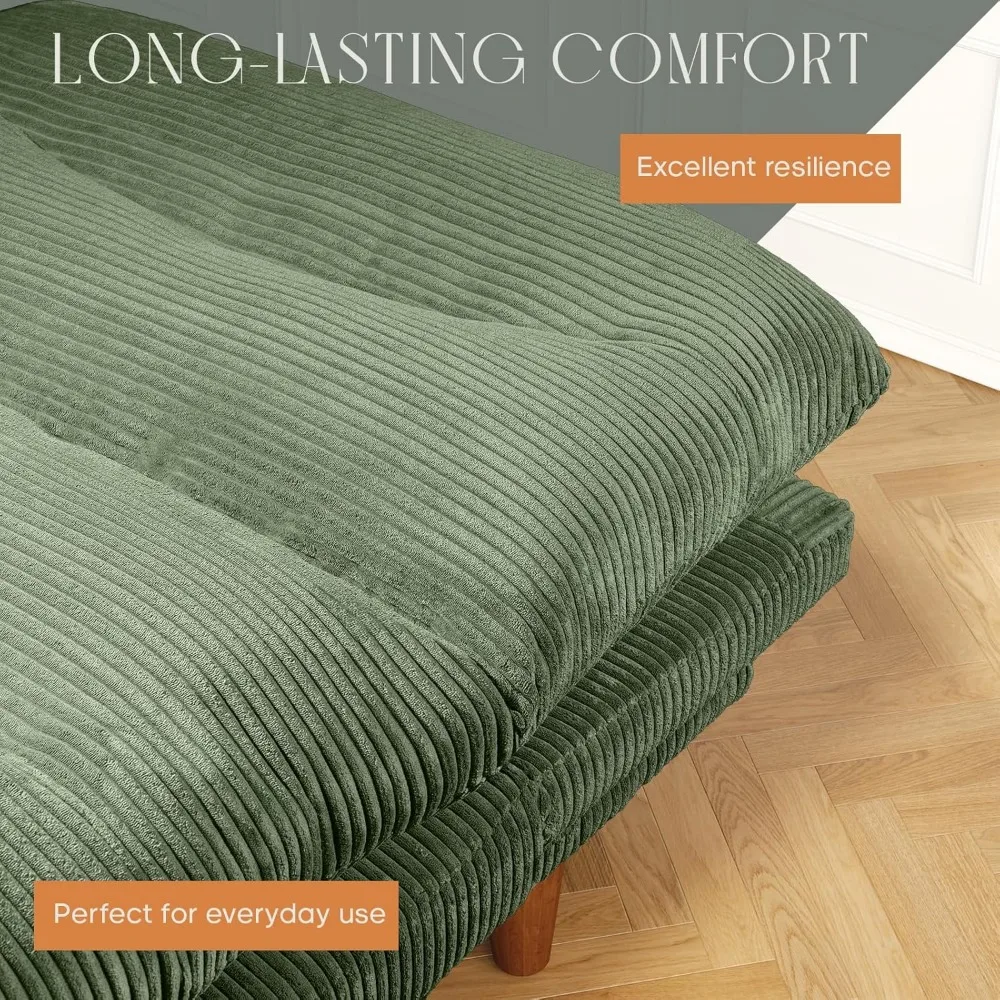 Divano letto futon in velluto a coste, 69 divani con schienale regolabile, divano letto convertibile, letto reclinabile pieghevole per un relax confortevole