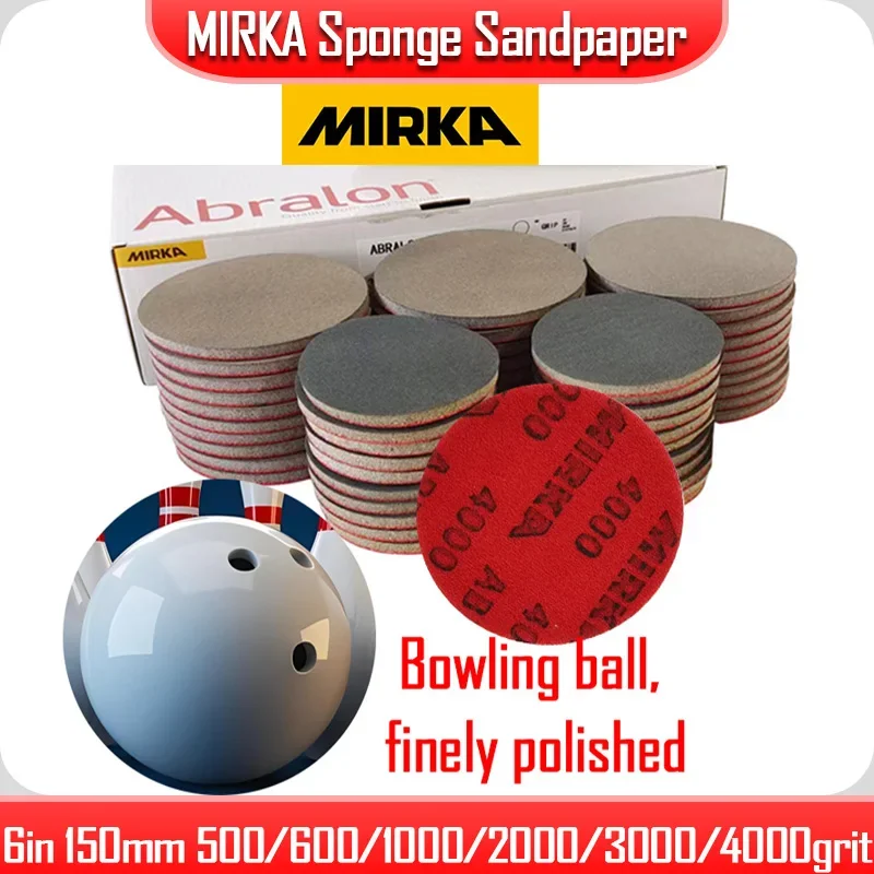 Original Mirka Sponge Sandpape Grinding Disc 6In150mm Round Self-adhesive Flocking Car Paint Polishing Beauty Sandpaper