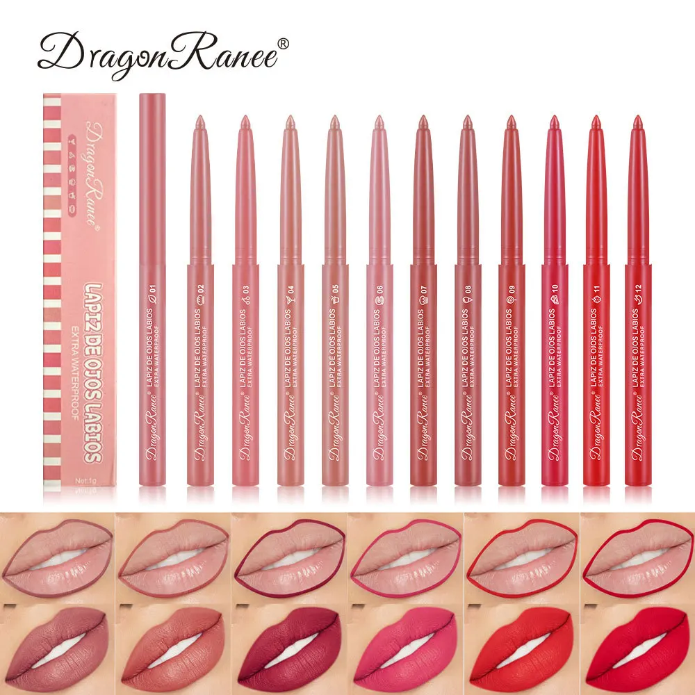 

Waterproof Matte Lipliner Pencil Red Contour Tint Lipstick Long Lasting Non-stick Cup Moisturising Lips Makeup 12 Colors