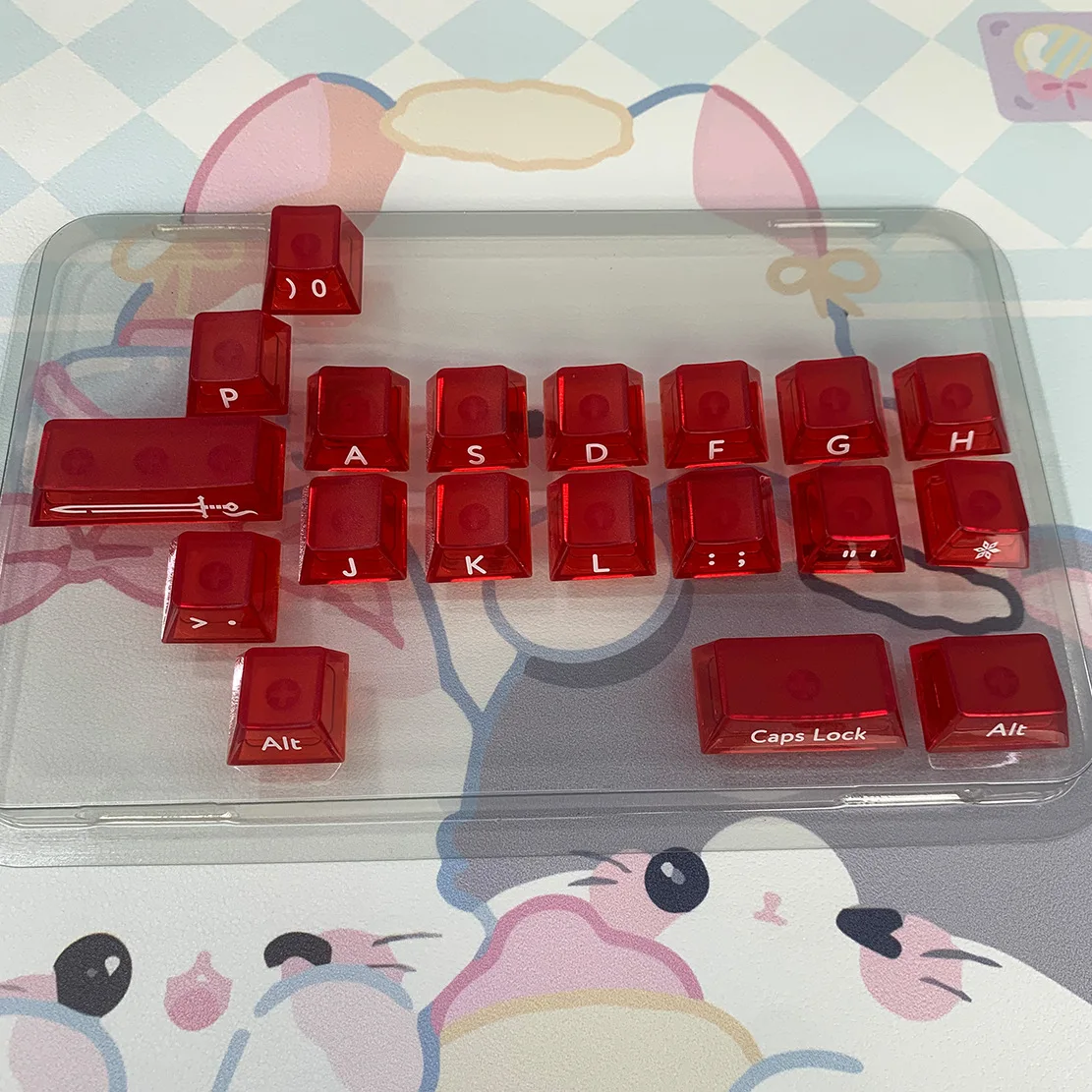 Fog-transparent sword  light-transmitting side engraving PC keycaps  original height 19 keys  full set