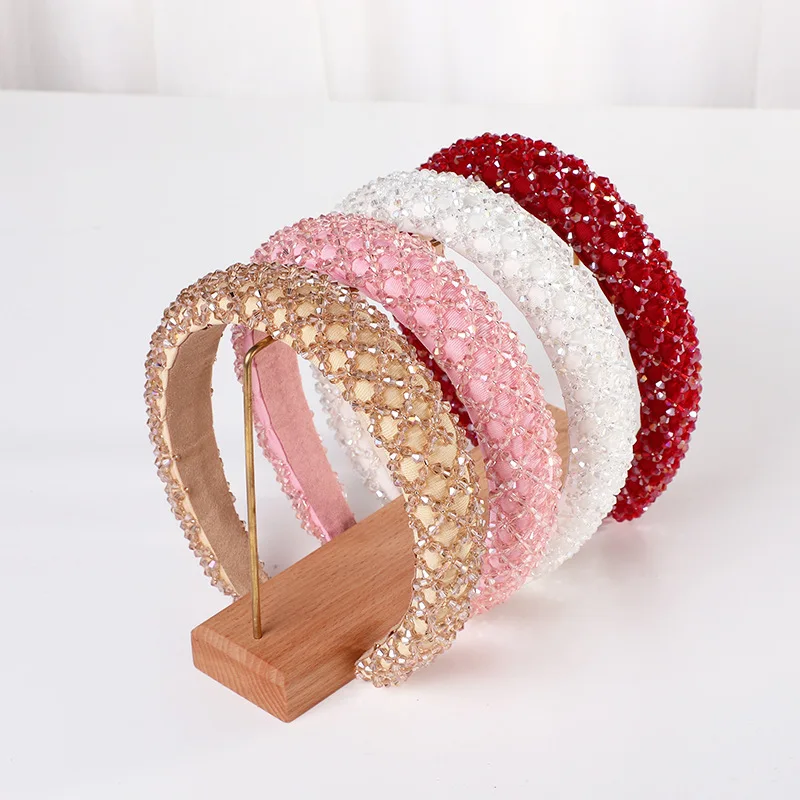 

New European American Baroque Wide-edged Rhinestones, Simple Fashion Headband, Sponge Crystal Mesh Headband and Hair Accessories
