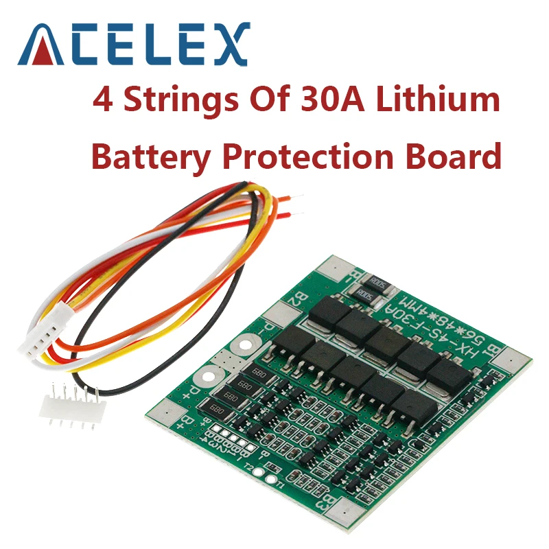 1PCS 4S 30A 16.8V Lithium ion Lithium protection board Balanced integrated circuit 18650 battery BMS Packaging PCB Green