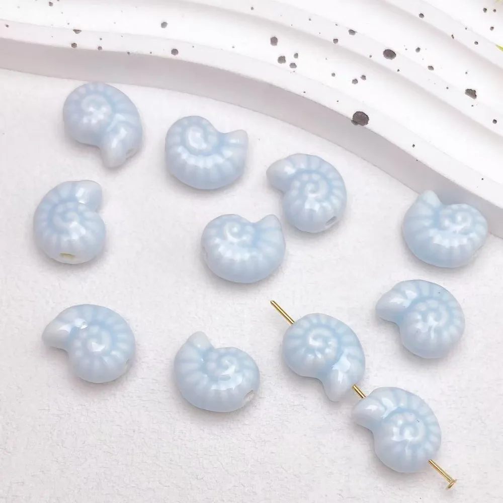 10pcs /bag Handmade Craft Snail Shell Bead Fresh Color Fashion Ceramic Spacer Loose Beads 3D Bracelet Making Kit