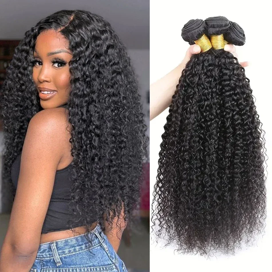 Extensiones de cabello humano rizado de Mongolia, paquete de tejido de cabello Remy Natural Jerry Curl, extensiones de cabello humano crudo 1, 3, 4 extensiones en oferta