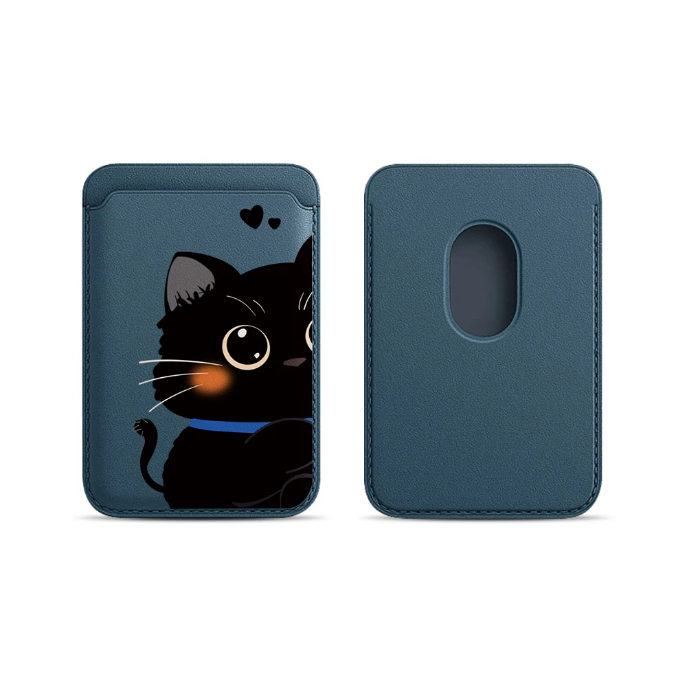 Elegante Katzen-Paar-Leder-Kartenhalter-Handyhülle für Magnetische Hüllen, Geeignet für alle iPhone Magsafe Karten-Handy-Rückseiten-Taschen – Detail 7