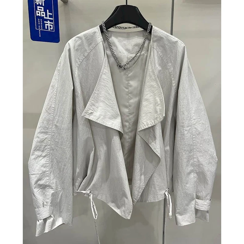 

Jackets For Women Parachute Korean Style Loose Oversized Lapel Jackets Casual Cardigans Long Sleeved Coats Vintage Women Tops