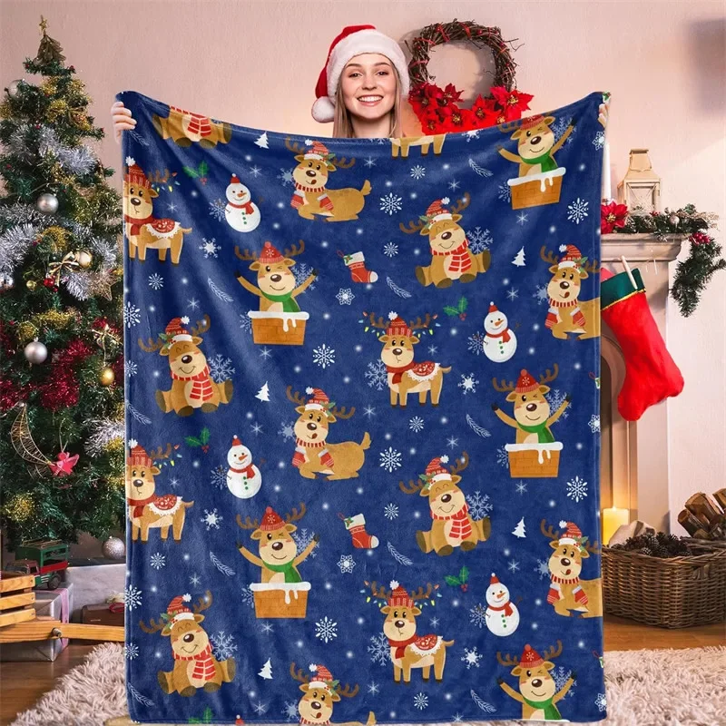 Christmas Blanket Microfiber Super Soft Throw Blankets For Bed Bedspread Sofa Decorative Camping Picnic Winter Warm Blanket