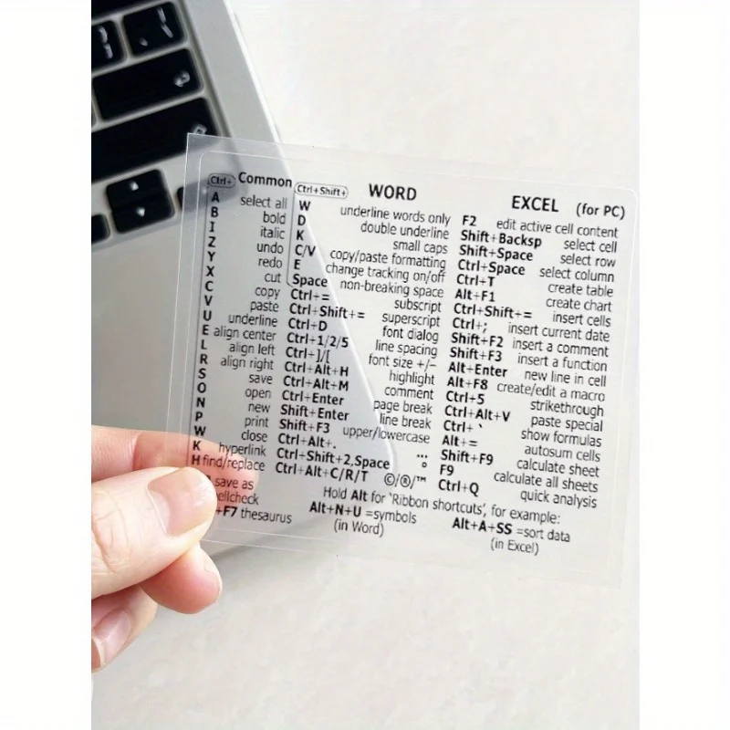 

1sheet Letter Graphic Laptop Protective Sticker, Keyboard Stickers, Windows/word Shortcuts Waterproof Sticker for Laptop
