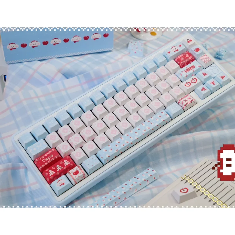 

Frosty Apples Theme Keycaps Set Cherry Profile PBT Sublimation Keyboard Caps Custom Keycaps for Mechanical Keyboard Accessories