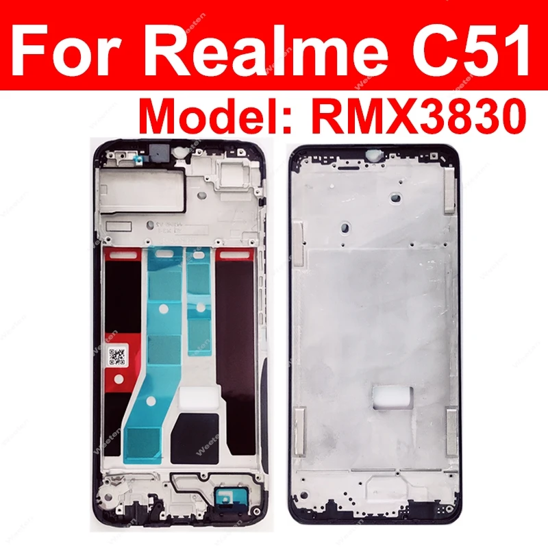 Front LCD Frame Cover For Realme C51 C53 C55 C65 C67 5G LCD Housing Holder Bezel Case Flex Parts