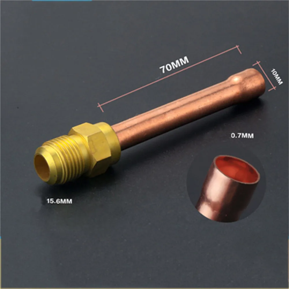 1/4 3/8 1/2 Pure Copper Tube Connetor Thickened Joint Pipe 6 10 12 Welding Head Air Conditioner Repair Parts