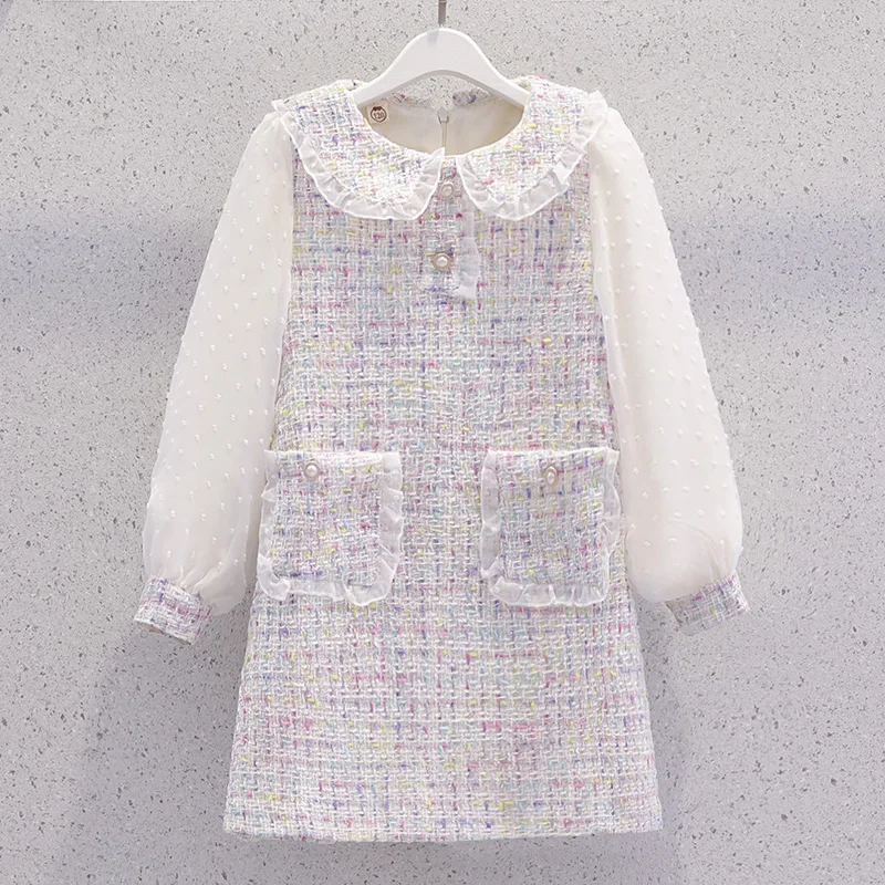 Baby Girls Dress Spring Preppy Style Dress for Girls Long Sleeve Kids Dresses Autumn Children Clothes for 6 8 10 12 14 Years