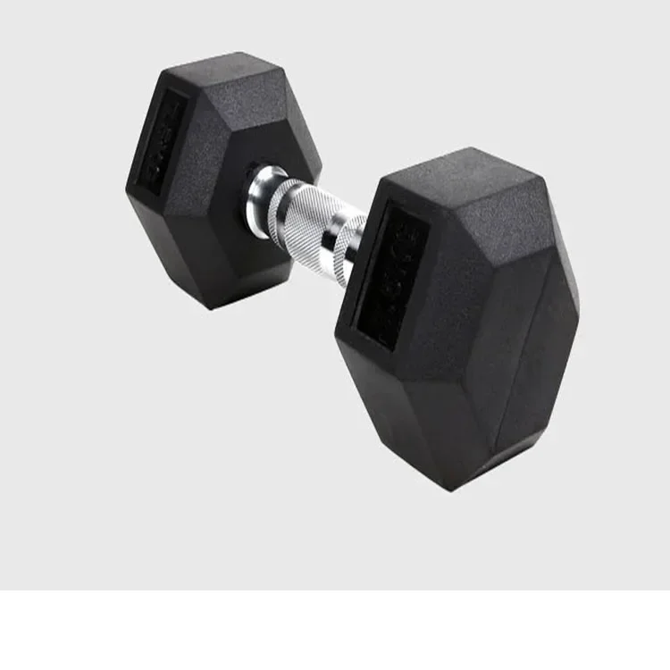 Wholesale 1-10kg Gym Hexagonal Rubber Coated Dumbbell Black Cast Iron Dumbbell Hexagonal Dumbbell